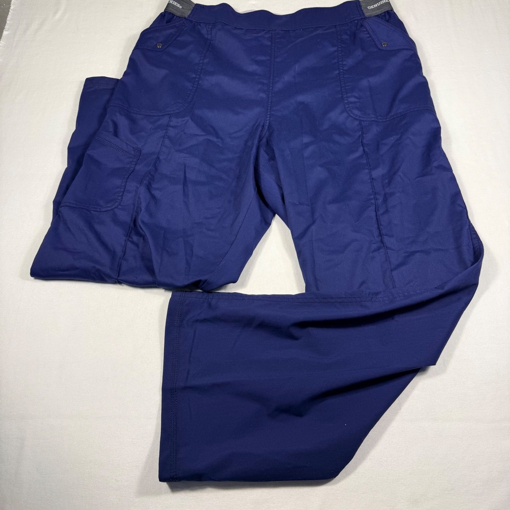 Genuine Dickies Scrub Pants XL Indigo Blue Straight Leg PullOn Cargo Stretch NEW